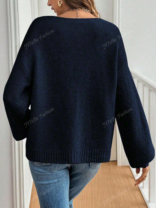 Cardigan de punto de color liso con detalle de nudo delantero, de estilo minimalista para uso en la oficina, atemporal y femenino. cardigan de punto en un solo color con abertura frontal que se puede usar sobre blusas, un cardigan oversize y adorable