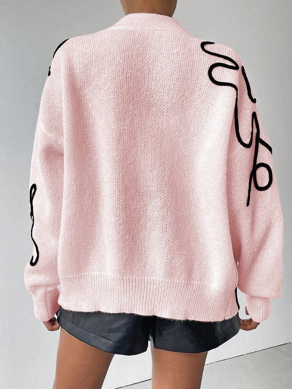 Frenchy cardigan casual de mujer con bloqueo de color y estampado floral, para otono/invierno