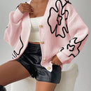 Frenchy cardigan casual de mujer con bloqueo de color y estampado floral, para otono/invierno