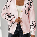 Frenchy cardigan casual de mujer con bloqueo de color y estampado floral, para otono/invierno