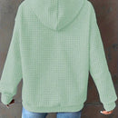 1 pieza sudadera con capucha de ajuste holgado y manga larga, de un solo color, tejido de jacquard, con bolsillo