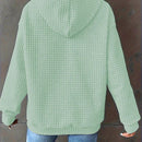 1 pieza sudadera con capucha de ajuste holgado y manga larga, de un solo color, tejido de jacquard, con bolsillo