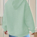 1 pieza sudadera con capucha de ajuste holgado y manga larga, de un solo color, tejido de jacquard, con bolsillo