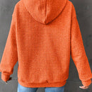 1 pieza sudadera con capucha de ajuste holgado y manga larga, de un solo color, tejido de jacquard, con bolsillo