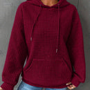 1 pieza sudadera con capucha de ajuste holgado y manga larga, de un solo color, tejido de jacquard, con bolsillo