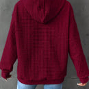 1 pieza sudadera con capucha de ajuste holgado y manga larga, de un solo color, tejido de jacquard, con bolsillo