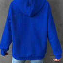1 pieza sudadera con capucha de ajuste holgado y manga larga, de un solo color, tejido de jacquard, con bolsillo