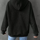 1 pieza sudadera con capucha de ajuste holgado y manga larga, de un solo color, tejido de jacquard, con bolsillo