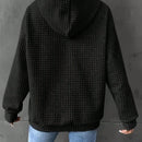 1 pieza sudadera con capucha de ajuste holgado y manga larga, de un solo color, tejido de jacquard, con bolsillo