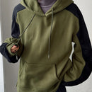 Friful sudadera con capucha holgada de manga larga con bloques de color para mujer en otono