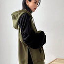 Friful sudadera con capucha holgada de manga larga con bloques de color para mujer en otono