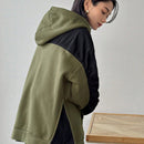 Friful sudadera con capucha holgada de manga larga con bloques de color para mujer en otono