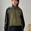 Friful sudadera con capucha holgada de manga larga con bloques de color para mujer en otono
