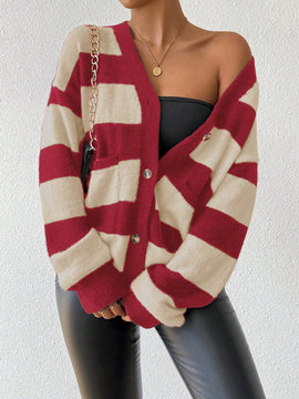 Essnce nueva moda sueter de lana de imitacion de vison con rayas para mujer, otono/invierno