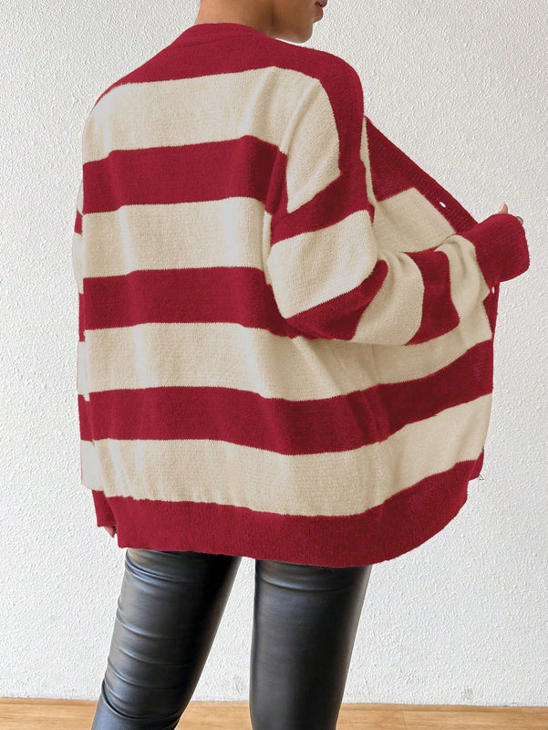 Essnce nueva moda sueter de lana de imitacion de vison con rayas para mujer, otono/invierno