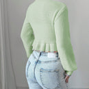 Raffinea blusa casual de manga larga con botones de unicolor, para uso diario