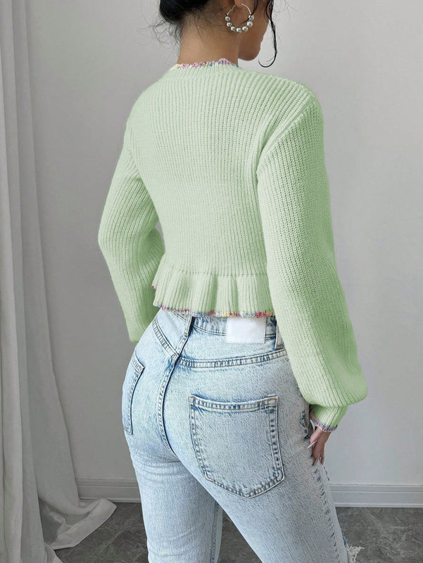 Raffinea blusa casual de manga larga con botones de unicolor, para uso diario
