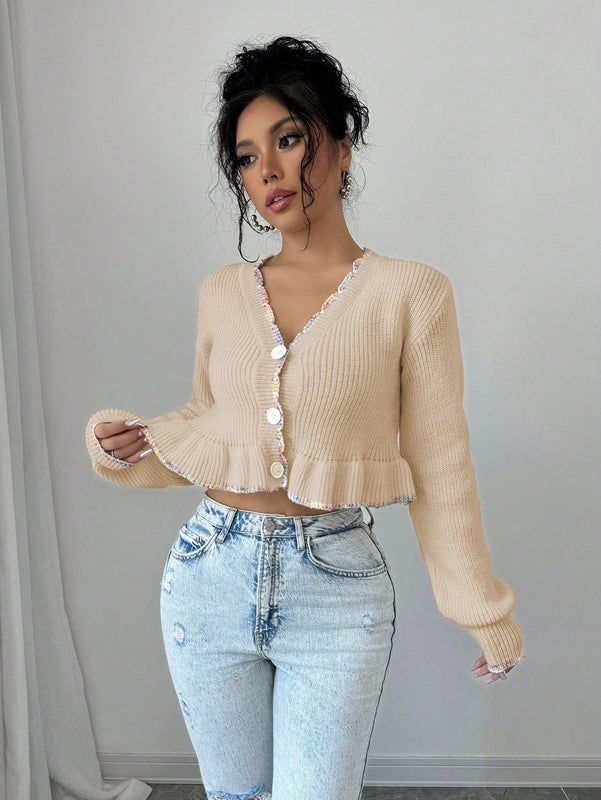 Raffinea blusa casual de manga larga con botones de unicolor, para uso diario
