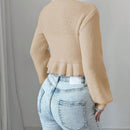 Raffinea blusa casual de manga larga con botones de unicolor, para uso diario