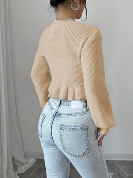 Raffinea blusa casual de manga larga con botones de unicolor, para uso diario