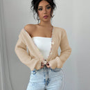 Raffinea blusa casual de manga larga con botones de unicolor, para uso diario
