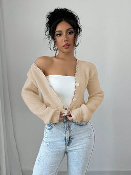 Raffinea blusa casual de manga larga con botones de unicolor, para uso diario