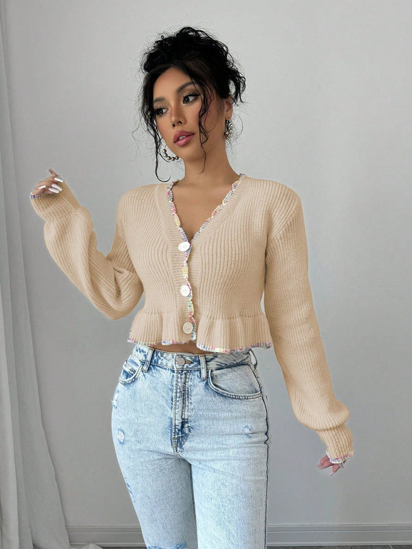 Raffinea blusa casual de manga larga con botones de unicolor, para uso diario