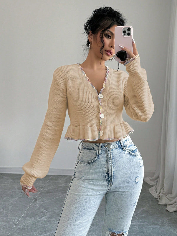 Raffinea blusa casual de manga larga con botones de unicolor, para uso diario