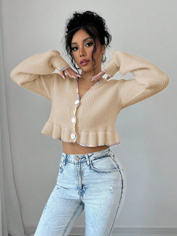 Raffinea blusa casual de manga larga con botones de unicolor, para uso diario