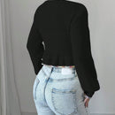 Raffinea blusa casual de manga larga con botones de unicolor, para uso diario