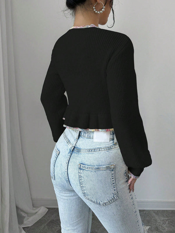 Raffinea blusa casual de manga larga con botones de unicolor, para uso diario