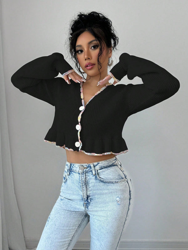 Raffinea blusa casual de manga larga con botones de unicolor, para uso diario