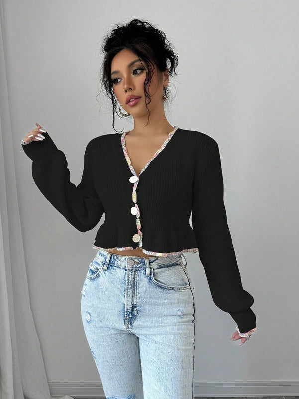 Raffinea blusa casual de manga larga con botones de unicolor, para uso diario