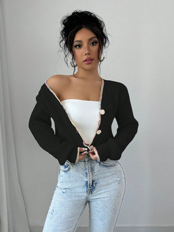 Raffinea blusa casual de manga larga con botones de unicolor, para uso diario