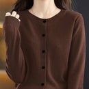 Essnce cardigan suelto y casual de mujer de un solo abotonado, de color liso, manga larga, para otono/invierno