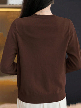 Essnce cardigan suelto y casual de mujer de un solo abotonado, de color liso, manga larga, para otono/invierno