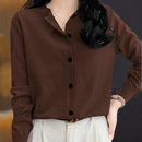Essnce cardigan suelto y casual de mujer de un solo abotonado, de color liso, manga larga, para otono/invierno