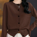 Essnce cardigan suelto y casual de mujer de un solo abotonado, de color liso, manga larga, para otono/invierno