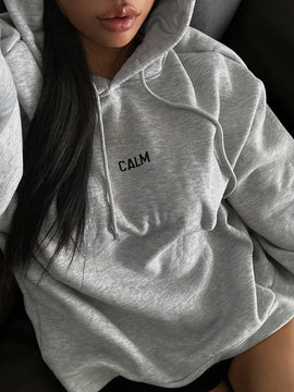 Dazy sudadera con capucha minimalista con estampado de letras para mujer, uso casual diario