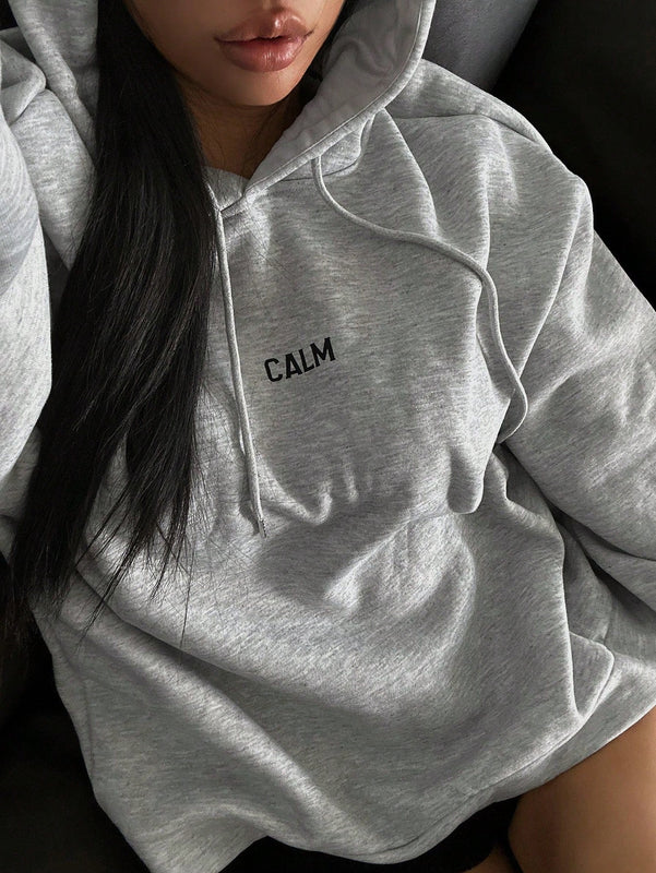 Dazy sudadera con capucha minimalista con estampado de letras para mujer, uso casual diario