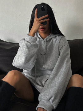 Dazy sudadera con capucha minimalista con estampado de letras para mujer, uso casual diario