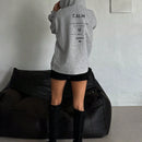 Dazy sudadera con capucha minimalista con estampado de letras para mujer, uso casual diario