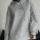 Dazy sudadera con capucha minimalista con estampado de letras para mujer, uso casual diario