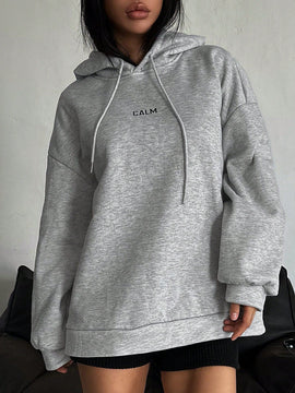 Dazy sudadera con capucha minimalista con estampado de letras para mujer, uso casual diario