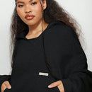 Sumwon women sudadera con capucha corta, de mangas completas, de bordes crudos y con forma de caja