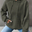 Sudadera holgada con capucha y tejido de rejilla tipo gofre con mangas largas, otono