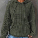 Sudadera holgada con capucha y tejido de rejilla tipo gofre con mangas largas, otono