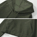 Sudadera holgada con capucha y tejido de rejilla tipo gofre con mangas largas, otono