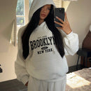 Attitoon sudadera holgada con capucha para mujer con estampado de estilo retro americano en ingles, adecuada para primavera, otono e invierno