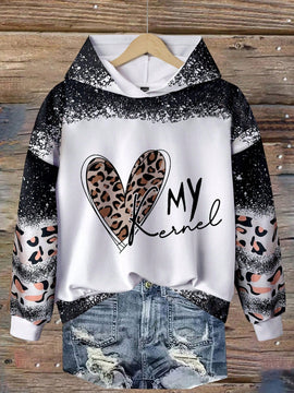 Lune sudadera con capucha de estampado floral vintage todo sobre en estilo minimalista casual, adecuada para otono/invierno